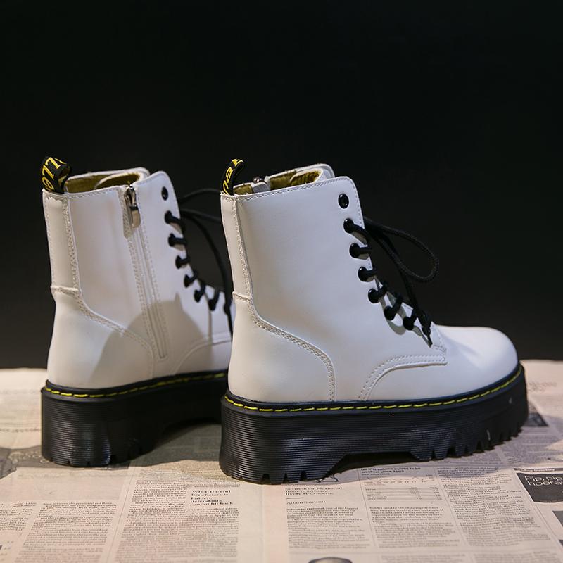 New Women Motorcycle Boots Casual Shoes Woman Leather Minimalist Classic Punk Female Goth Shoes Platform Boots Women Botas Mujer