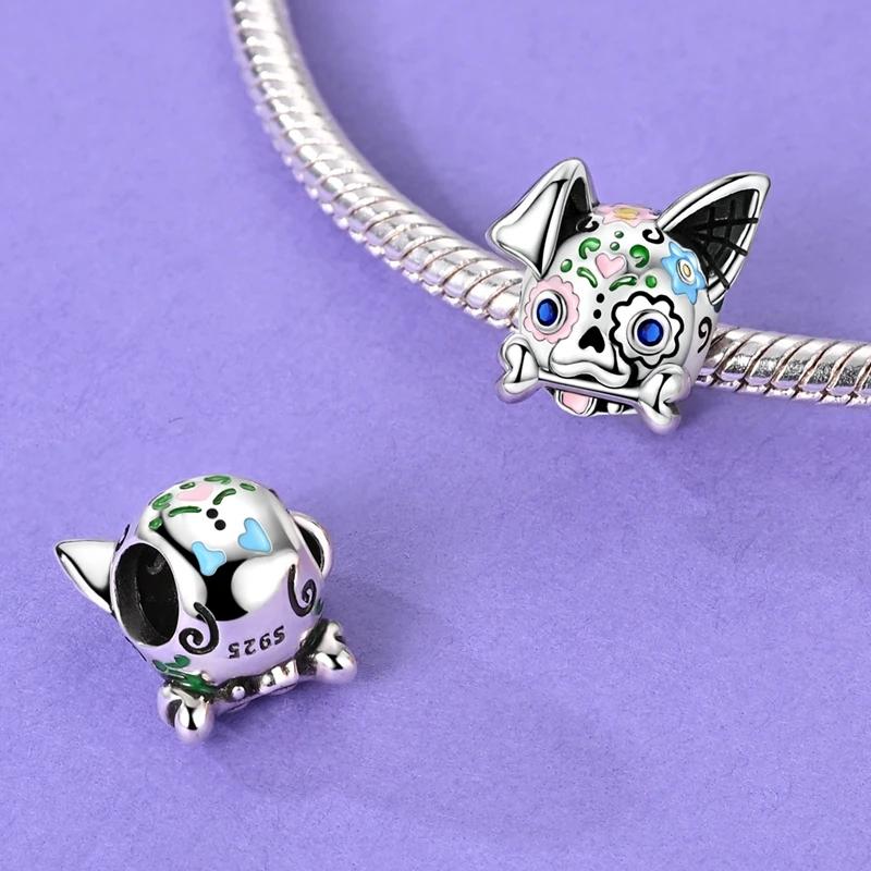 Original Charms Bead Copper Halloween Noctilucent Pumpkin Skull Candy Pendants Fit Diy Bracelet For Women Jewelry Gift