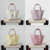 High-end Custom-made Semi-hand-sewn Wax Thread Vegetable Basket, Imported TC Leather Water Bucket, Steel and Hardware, Versatile Commuting Handbag