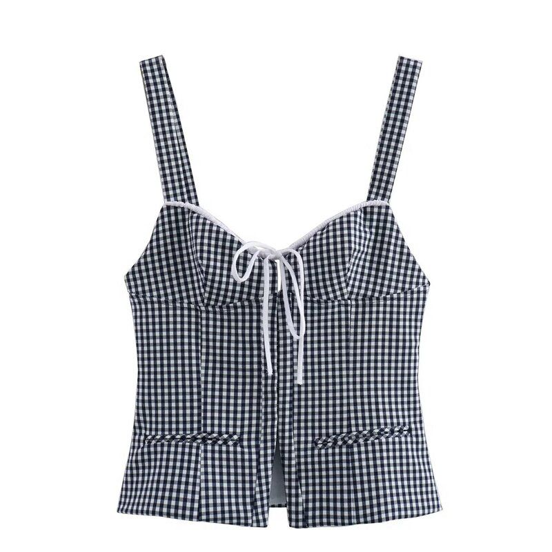 Fashion Style 2024 Summer New Arrival Women's Clothing Suspender Plaid Corset Tops 4661018 401