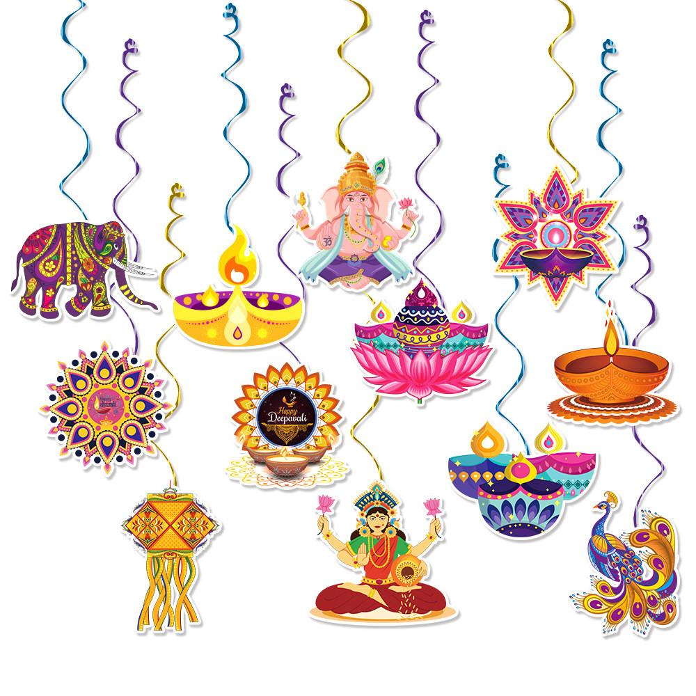 Festival Paper Diwali Hanging Decorations Elephant Paper Spiral Party Decor