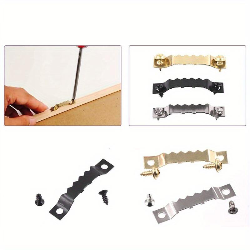 120 Sets Double-sided Serrated Hook Double-hole Hardware Picture Frame Hook Flat Head Screw Sleeve Box