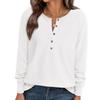 TIFICY Women's Fashion Casual Spring Autumn Solid Color Print Long Sleeve V-Neck Blouses & Shirts