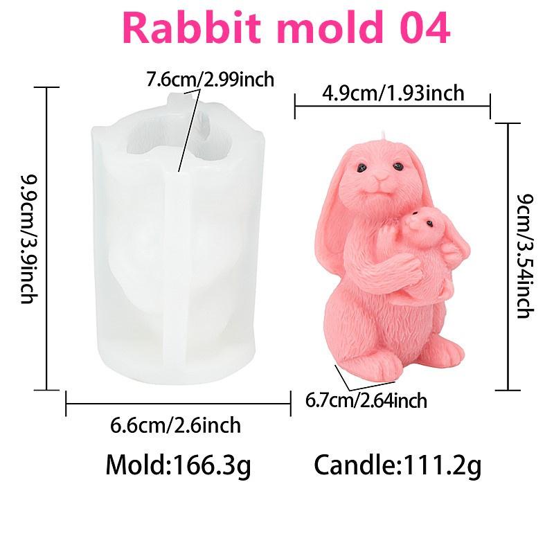 Easter Couple Holding Loving Rabbit Silicone Candle Mold DIY Mother Rabbit Holding Small Rabbit Easter Gift Candle Plaster