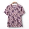 Elderly Women's Embroidered Short Sleeve Cardigan & Pants Set