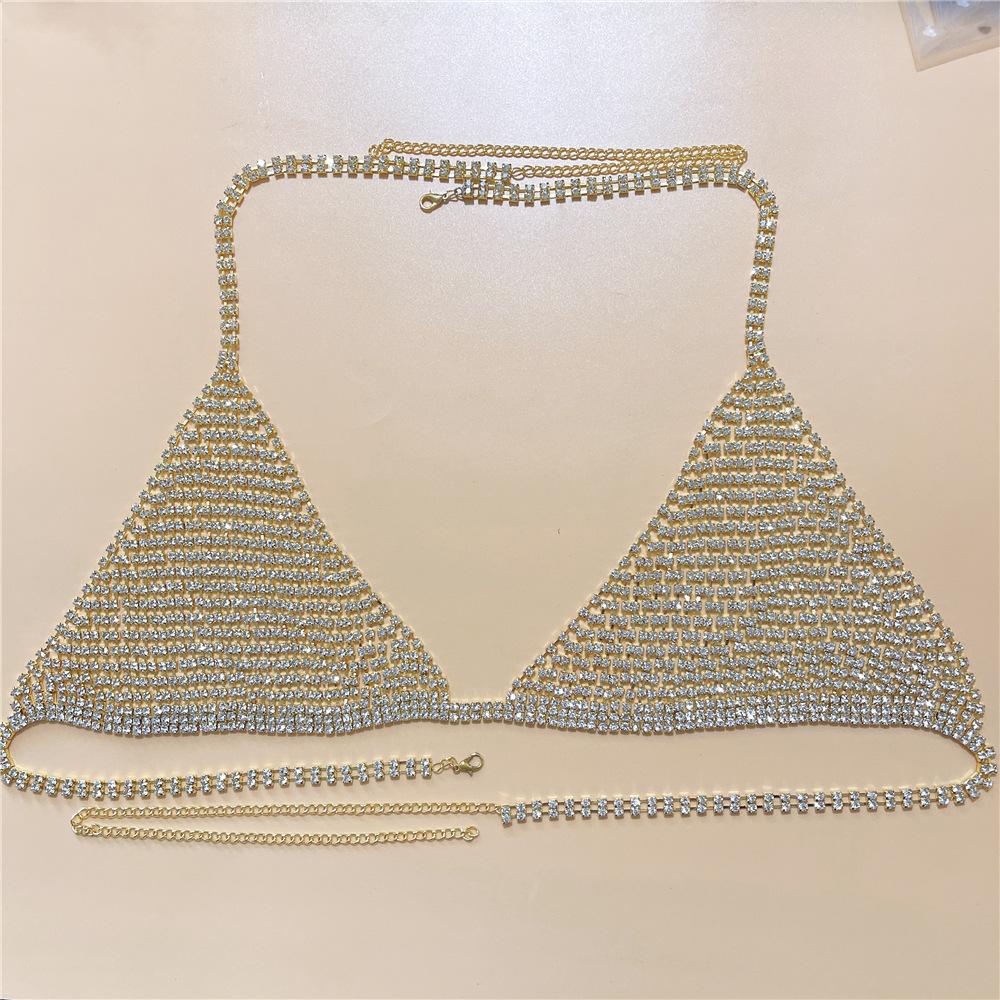 European And American Jewelry Rhinestone Claw Chain Full Diamond Body Chain, Female Fashion Sexy Hollow Bra Body Chain