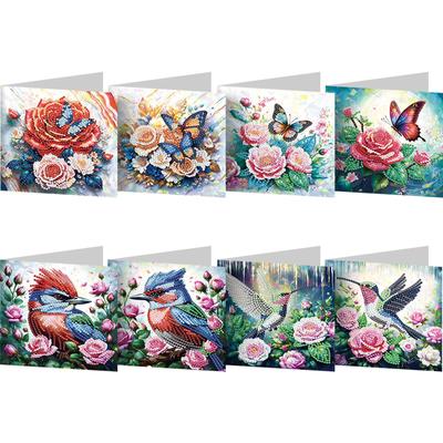 8/12PCS DIY Diamond Art Greeting Cards Rhinestone Diamond Art Mosaic Postcards for Christmas Birthdays Thanksgiving and Holidays