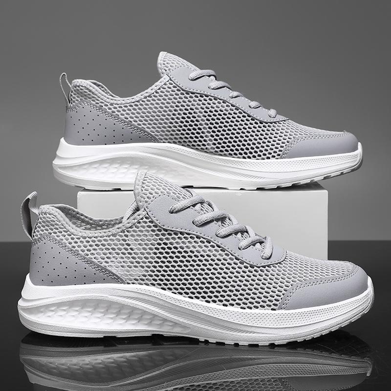 

Летняя мужская обувь, лоферы, легкие прогулочные дышащие летние удобные повседневные туфли, мужские кроссовки больших размеров 46 серый