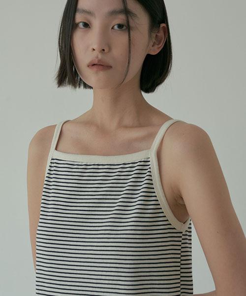 Lingseoul [Length Selection] Sleeveless Stripe Dress-(Medium, Long)
