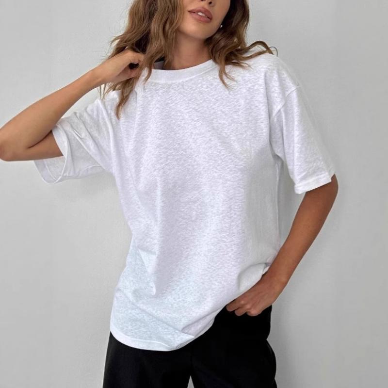 Summer New Women'S Loose Casual Solid Color T-Shirt With A Stylish, Simple, And Unique Design