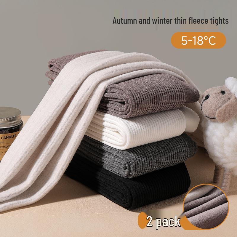 Children's Knit Cotton Striped Fleece Footed Tights - Autumn/Winter Dance Base Layer