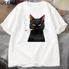 Smoking Cat TShirt Unisex Funny Y2K Vintage Trendy Streetwear Graphic T Shirt Edgy Cat Lover Tshirt Round Neck Short Sleeved Tee