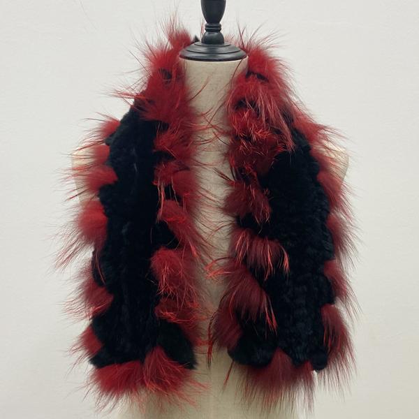 

Женский стильный теплый шарф Натуральный пушистый лисий мех Шали Зимний женский модный вязаный шарф из кроличьего меха 90х10 см