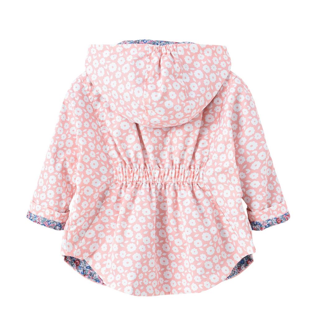 Frühlings- und Herbstjacke für Mädchen, modische Blumen-Windjacke, Kinder, taillierte Kapuzenjacke, mittellange Jacke