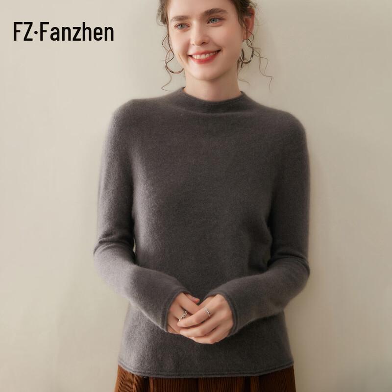 Fanzhen Women's Semi-High Collar Cashmere Sweater