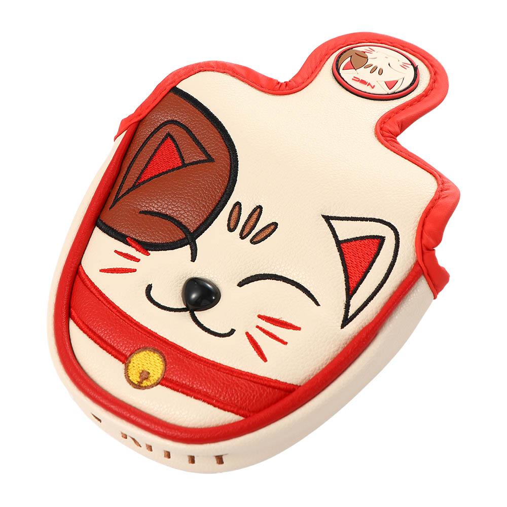 Cute Kitty Magnetic Closure Golf Club Headcovers Blade Mallet Putter Golf Putter Cover Lucky Cat