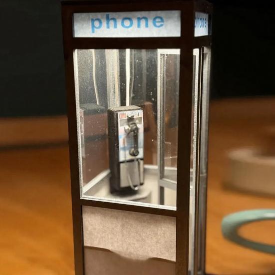Retro Tall Phonebooth Lamp Vintage Telephone Booth LED Night Light Classic Street Phone