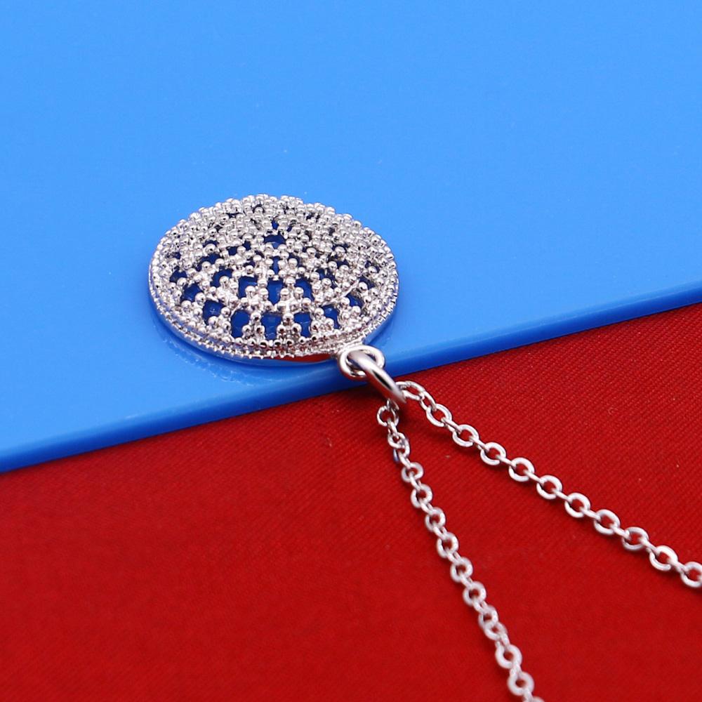 Fashion Women Jewelry 100%925 Sterling Silver Biscuit Shape  Pendant Necklace Kawaii Girl Choker Collar