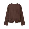 New Fashion Crew Neck Linen Bat Sleeve Double Flap Jacket 2984709