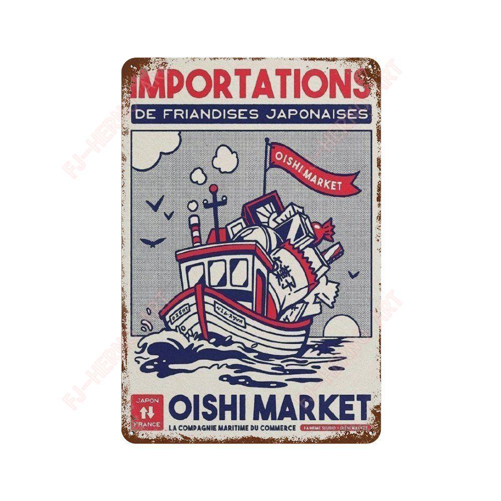 Vintage Japanese Cuisine Sushi Metal Tin Sign Plaque Decorative Plates for Garage Club Man Cave Bar Home Hotel Cafe Wall Decor