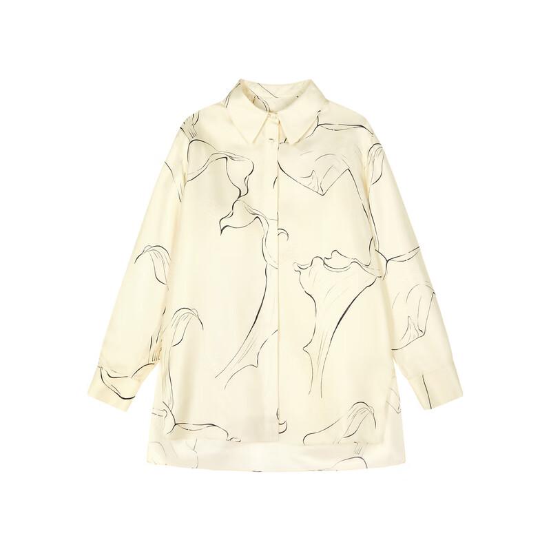 LESS 2024 Spring Two-Tone Mulberry Silk Shirt