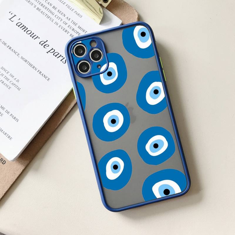 Szczęśliwe Oko Zła Niebieski Abstrakcyjny Etui na Telefon matowe przezroczyste Dla iphone 11 12 13 6 s 7 8 plus mini x xs xr pro max etui