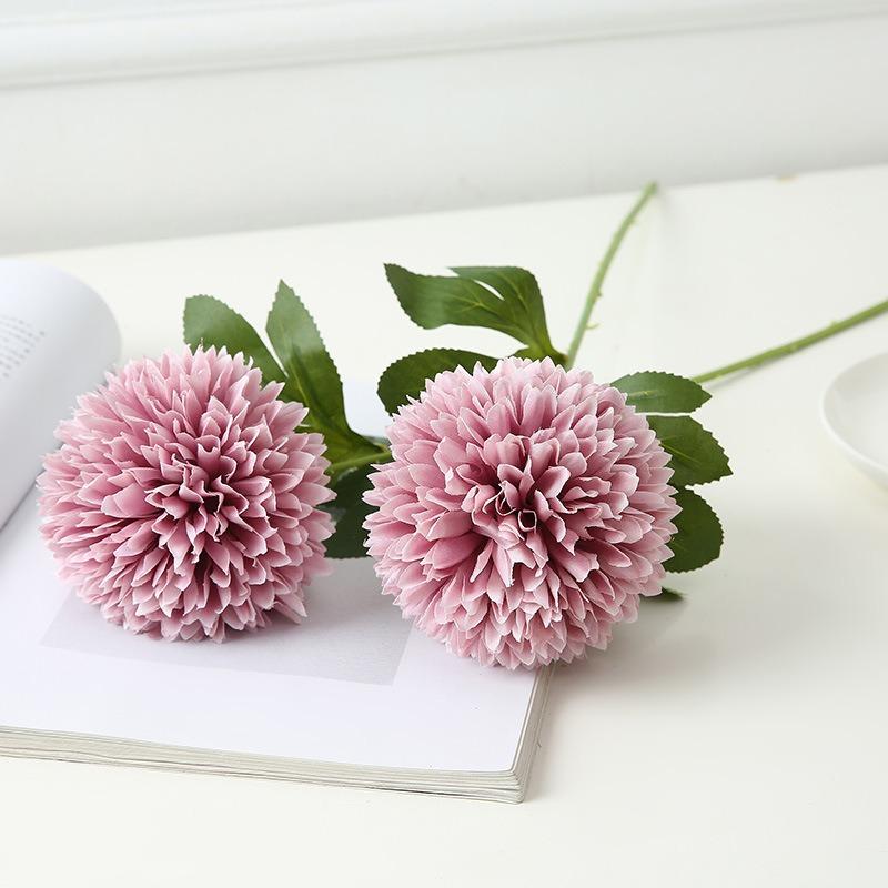 10 Pcs Artificial Chrysanthemum Ball Silk Flowers Flowers for Bride 52cm Single Stem Chrysanthemum for Wedding Bouquets Party Home Garden Decor