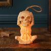 Hanging Skeleton Decor with Lanyard Halloween Decoration LED Light, Spooky Lighted Plastic Skull Party Table Centerpiece Ornament Rope for Haunted