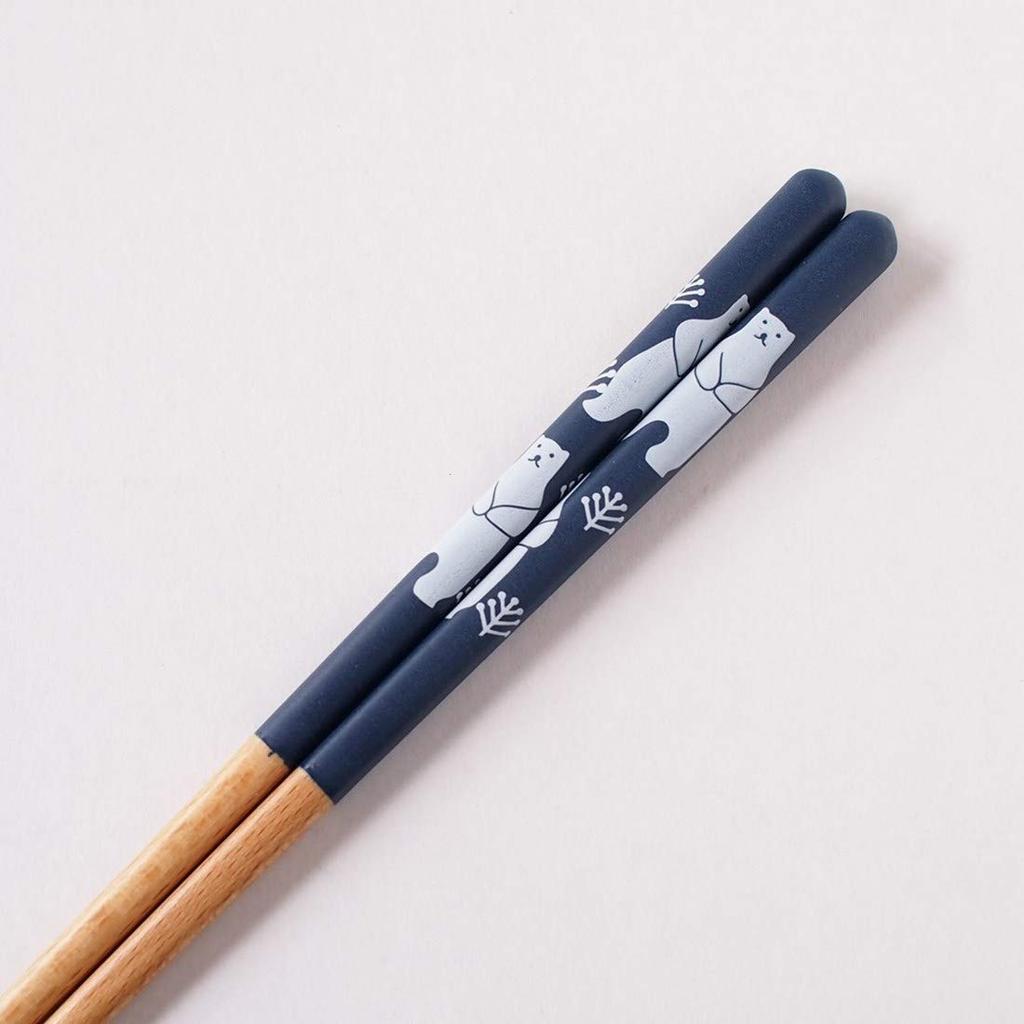 Minoru Pottery Chopsticks, 23.0cm, Polar Bear, Navy, 23.0cm (Dishwasher Safe)