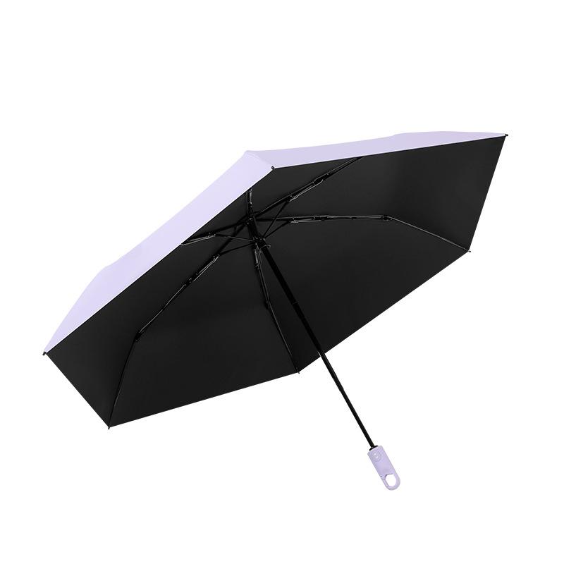 Ultra-light automatic hook ring buckle umbrella folding lightweight umbrella women's vinyl sunshade sun umbrella rain advertising umbrella