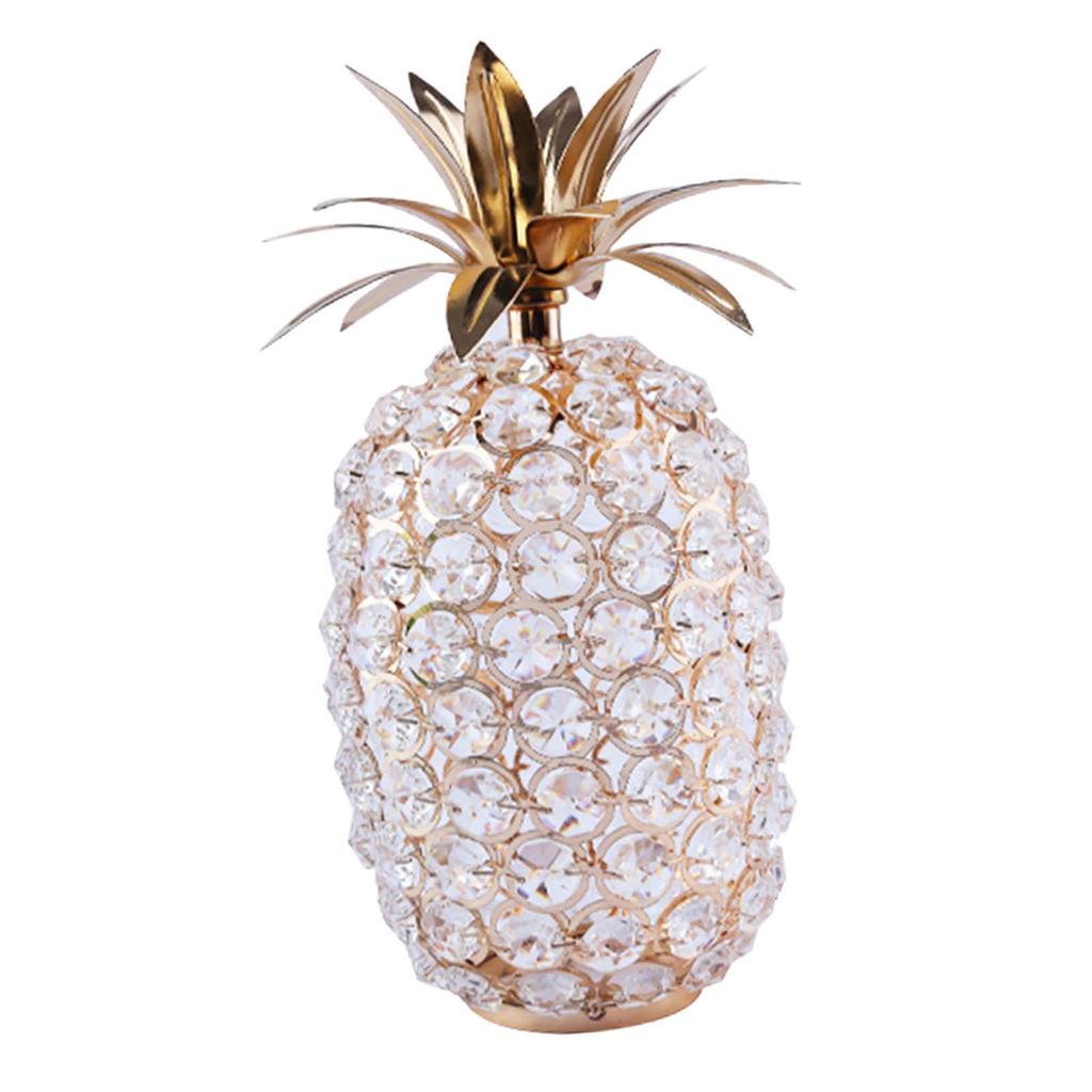 Nordic Crystal Pineapple Figurines Fruit Statue Sculpture Candelabra Base Candle Cover for Bookshelf