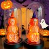 Yousheng Halloween Decoration, Lighted Skeleton in Clear Dome Cloche with Warm Glow, Battery Operated Skull Lamp with Witch Hat for Tabletop Mantel