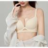 Women Solid V Neck Front Hollow Wireless Small Bust Lift Gathering Adjustable Strap Support Daily Bra