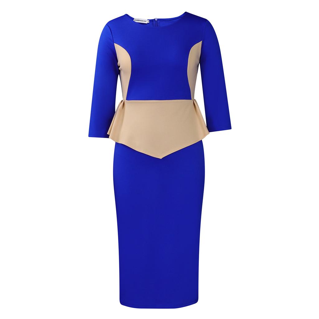 Women's Autumn New Fashion Temperament Elegant Color Package Buttock Dress