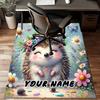 1PC Custom Name Floral Hedgehog Garden Theme Floor Mat Ideal for Living Room, Game Rooms, Office, Bedroom,Floor Mat Playful Design95