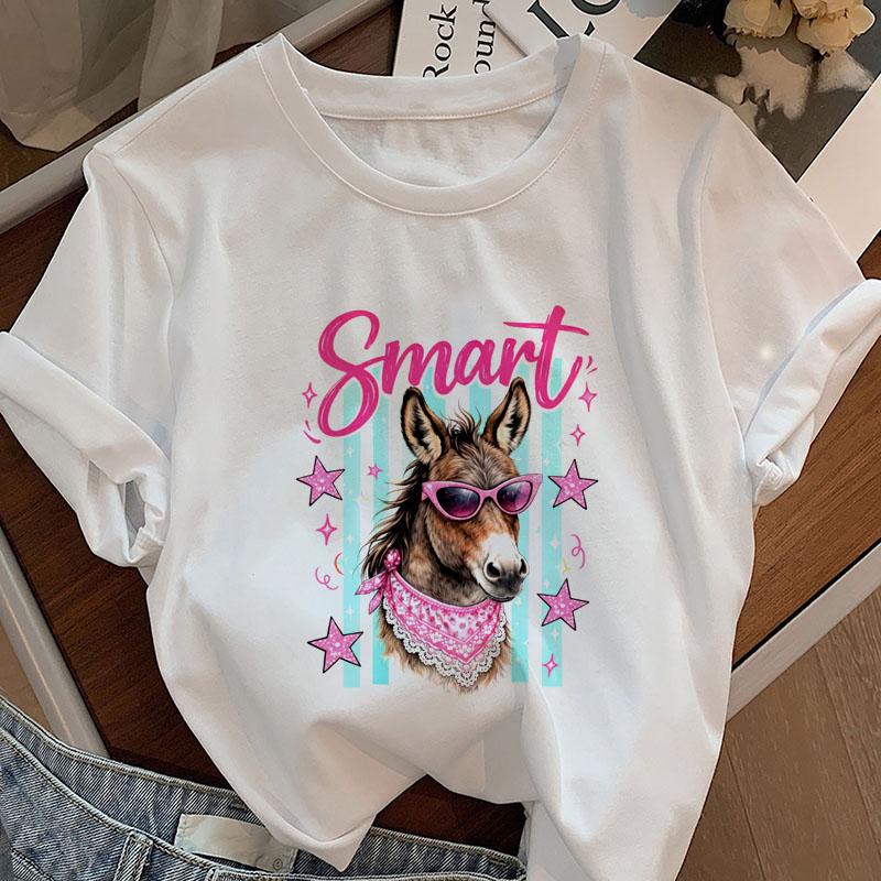 Smart Donkey Graphic T Shirts Funny Animal Meme Design Tshirt Unisex Summer Short Sleeve Tshirt Casual Round Neck Tops