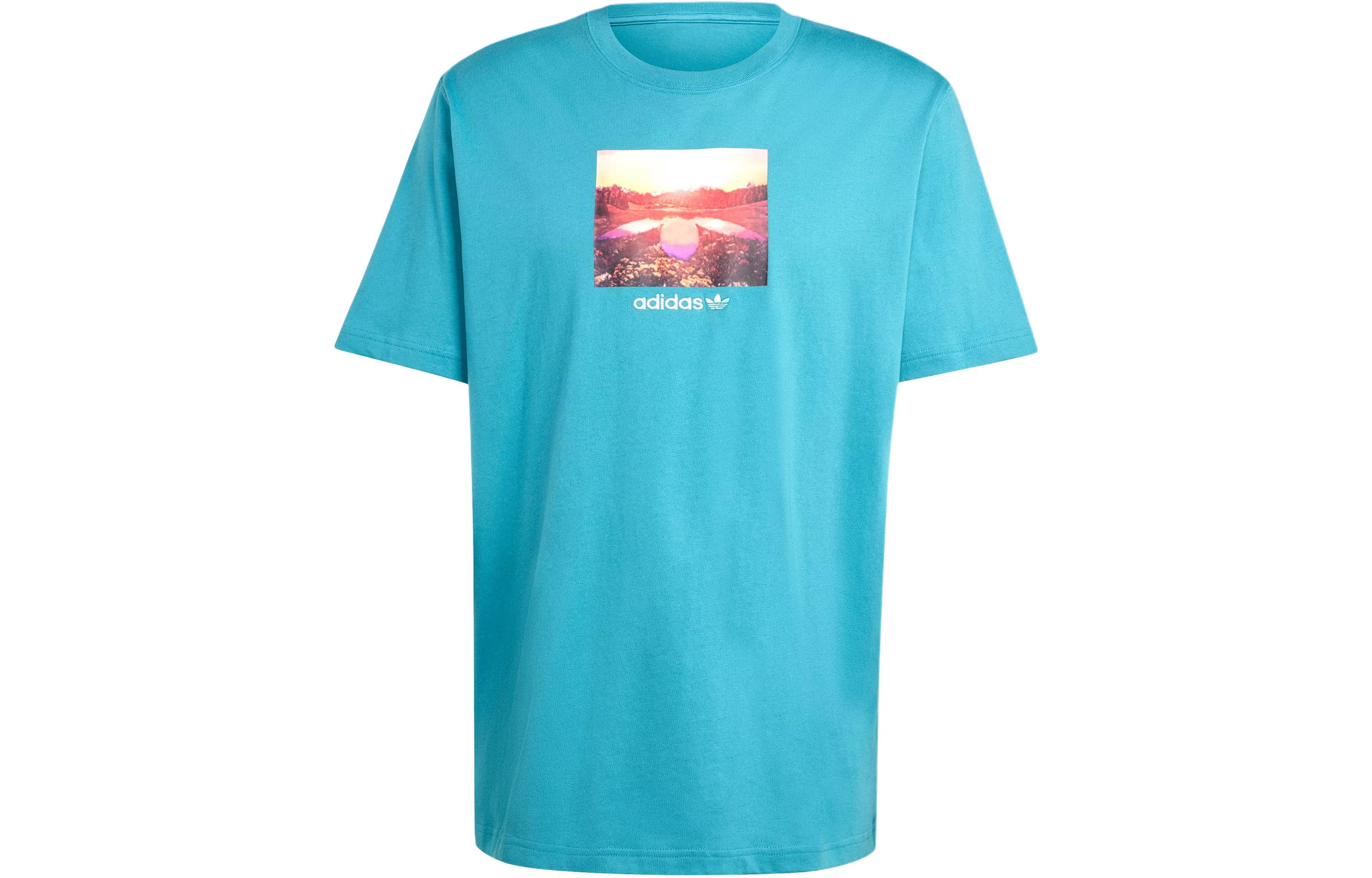 Adidas Originals Sunset Graphic Tee T Shirt Men s Arctic Ocean Blue JF2856 L