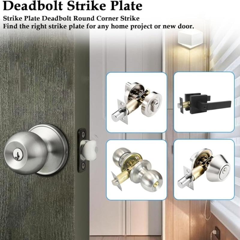 Metal Door Strikes Plate Corrector Large Hole Round Corner Strikes Backplate Prevents Sticking and Misalignment