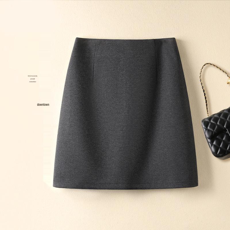 2025 New Women's High Waist Wool A-line Pencil Skirt – Versatile, Slimming, Short Autumn/Winter Skirt