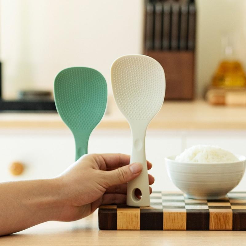 Practical Standing Rice Scooper Heat Resistant Silicone Nonstick Cooking Spoon With Heatproof Handle And Stand Base