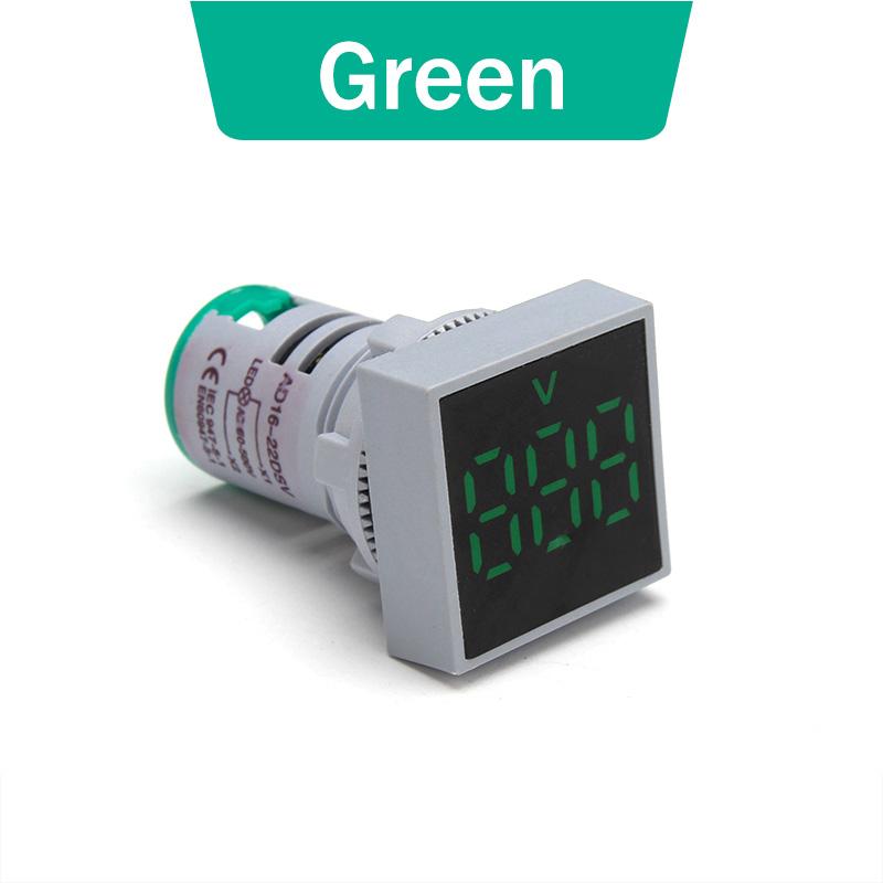 

1 шт. 22 мм Вольтметр Світлодіодний Цифровий Вимірювач Напруги Індикаторна Лампа AC 12-500В Квадратна Панель Тестер Напруги Червоний Синій Жовтий Зелений Білий зелений