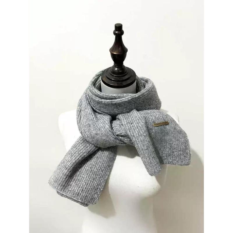 New Iron Label Wool Knitted Scarf Women's Couple Style Versatile Scarf for Men and Women Winter Small Scarf Men's Versatile