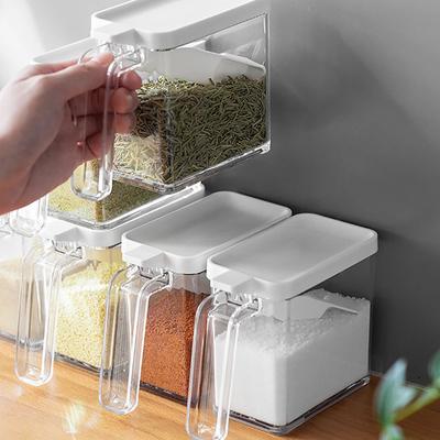 Contenedor Multifuncional Apilable para Condimentos de Cocina, Tapa a Presión con Tapa Selladora Visible, Contenedor para Condimentos Engrosado