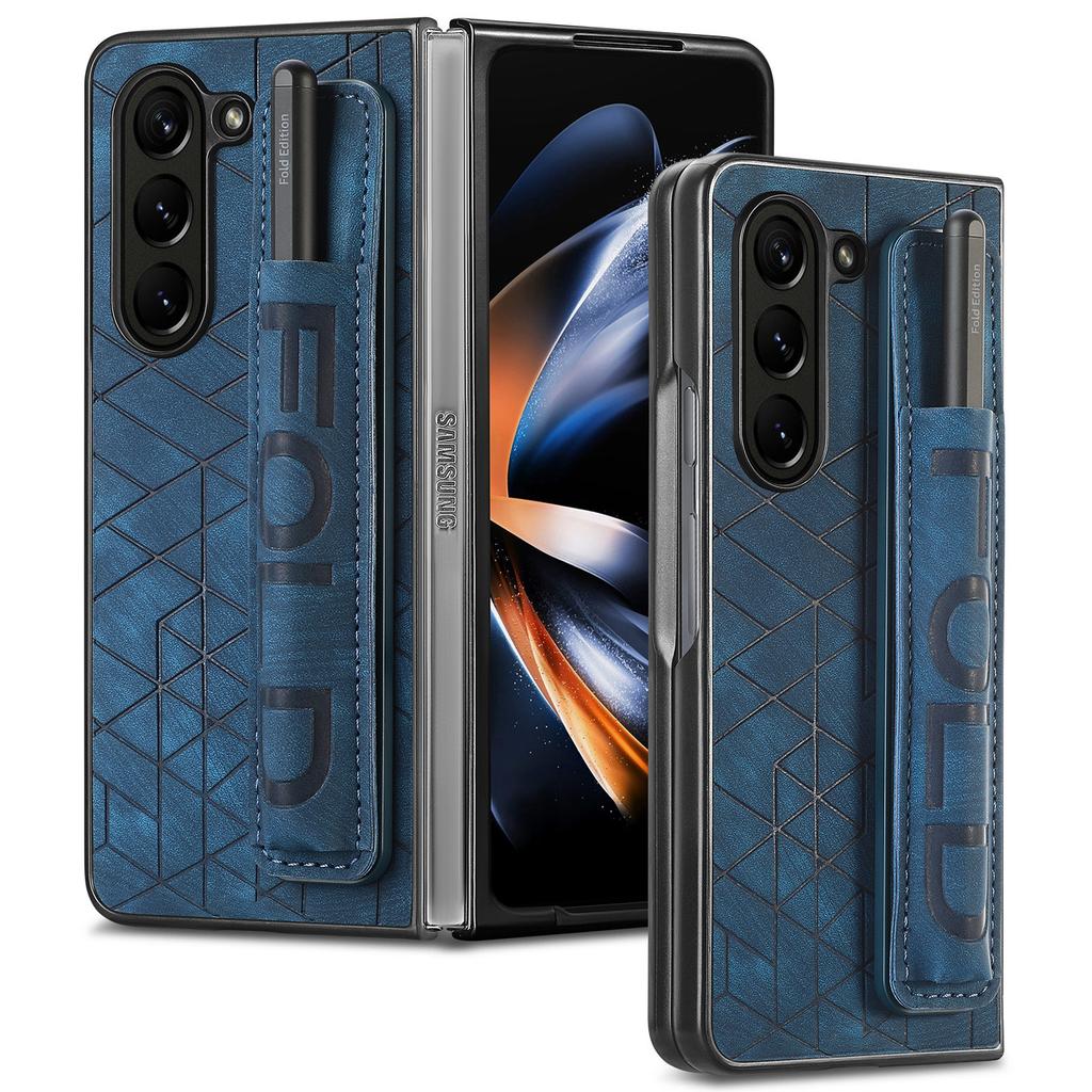 Für Samsung Galaxy Z Fold6 5G Hülle Armband Leder+PC Abdeckung mit Stifthalter