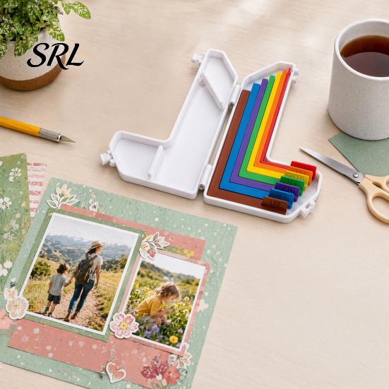 Righello con Spaziatura Precisa 1 Set Strumento Guida per Allineamento, 7 Spaziatori 1/16 1/2 Pollice per Artigianato su Carta Colorata, Kit Fai da Te per Biglietti Scrapbooking con