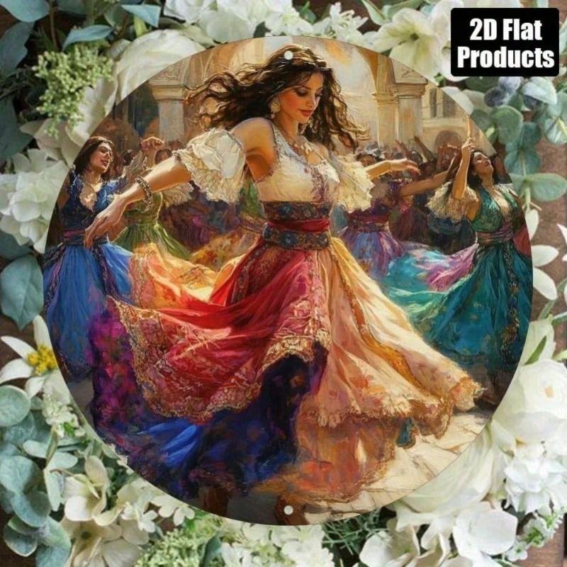 

Metal Wall Art Round Flower Print Poster for Living Room