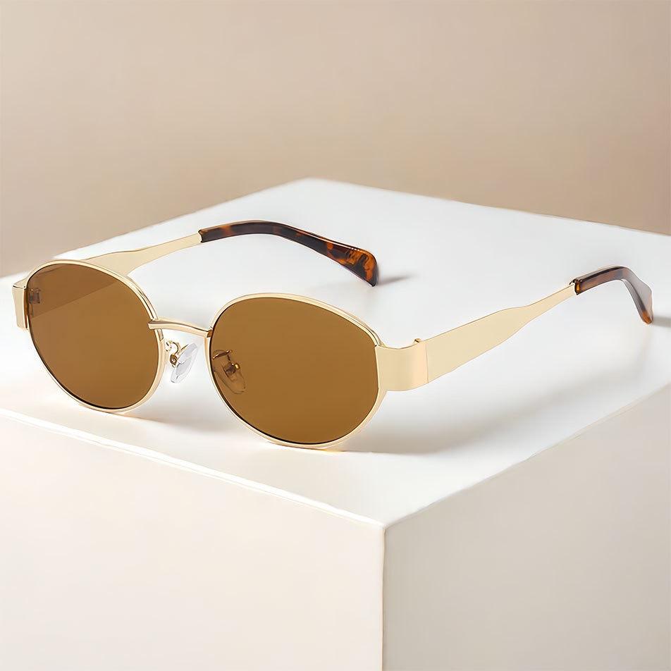 Retro Metal Advanced Sunglasses UV400 Sun Protection Super Light Unisex Oval Ultraviolet-proof Shades Glasses Street Photography
