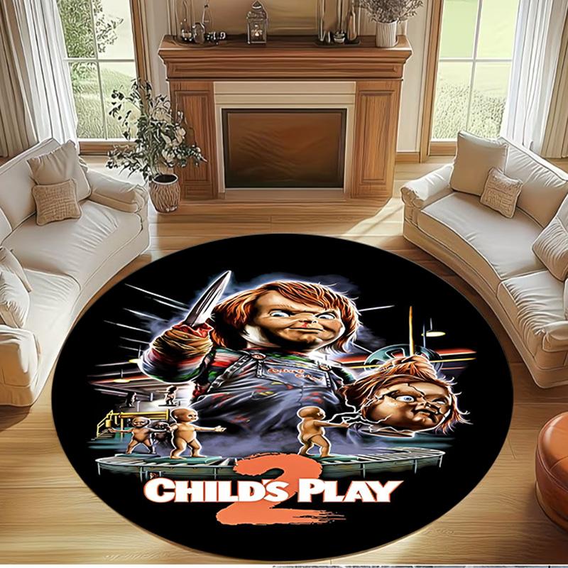 Chucky Print Round Rug, Washable Floor Carpet, For Entryway Dorm Laundry Room Office Study, Home Decor Birthday Christmas Gift