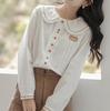 Spring and Autumn New Embroidery Long Sleeve Shirt Women Casual White Inner Blouse Tops