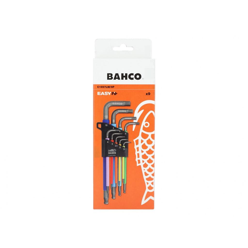 Bahco C1997lm/9p Metric Long Ball End Coloured Hex L-key Set, 9 Piece